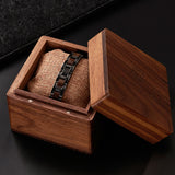 Distressing Craftsmanship Stainless Steel Walnut Wood Bracelet