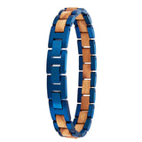 Perfect Gift Rose Gold Plated Stainless Steel Unisex Wooden Skeleton Bracelet