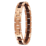 Perfect Gift Rose Gold Plated Stainless Steel Unisex Wooden Skeleton Bracelet