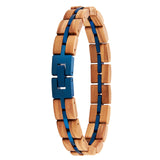 Black Blue Plated Stainless Steel Custom Wood Bracelet for Men and Women