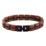 Black Blue Plated Stainless Steel Custom Wood Bracelet for Men and Women