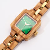 Modern Stylish Small Wrist Square Wooden Watches for Girls Ladies