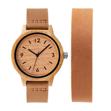 DODO DEER OEM Quartz Couple Bamboo Watches with Extended Leather Strap