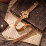 DODO DEER OEM Quartz Couple Bamboo Watches with Extended Leather Strap