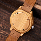 DODO DEER OEM Quartz Couple Bamboo Watches with Extended Leather Strap