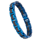 Adjustable Wood Bracelet Black Blue Plated Stainless Steel Custom Bracelet for Men