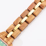 Modern Stylish Small Wrist Square Wooden Watches for Girls Ladies