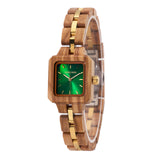 Modern Stylish Small Wrist Square Wooden Watches for Girls Ladies