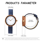 Navy Leather Strap Ladies Wood Watch