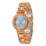 Luxury Timepiece Handmade  Olive Wood Watch for Women with Plated Gold Stainless Steel