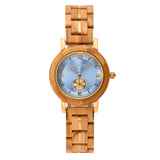 Luxury Timepiece Handmade  Olive Wood Watch for Women with Plated Gold Stainless Steel