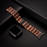 Sport Stainless Steel Walnut Wood iWatch Band