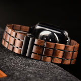 Sport Stainless Steel Walnut Wood iWatch Band