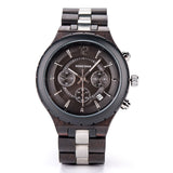 DODO DEER Men Three eyes Wooden Watches Chronograph Wristwatch