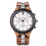 DODO DEER Men Three eyes Wooden Watches Chronograph Wristwatch