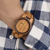 Artisan-Crafted Retro Walnut and Olive Wood Men's Wooden Watch