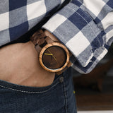 Artisan-Crafted Retro Walnut and Olive Wood Men's Wooden Watch