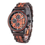 Quartz Stopwatch Male Wooden Chronograph Date Display Timepieces