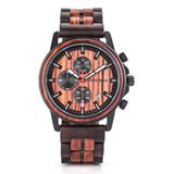 Quartz Stopwatch Male Wooden Chronograph Date Display Timepieces