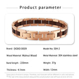 Perfect Gift Rose Gold Plated Stainless Steel Unisex Wooden Skeleton Bracelet