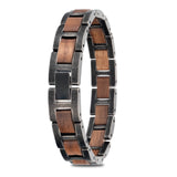 Distressing Craftsmanship Stainless Steel Walnut Wood Bracelet