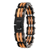 Chinese Manufacturer 2 Color Optional Personalized Segmented Natural Walnut Olive Wood Links Bracelet