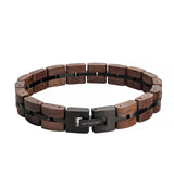 Jewelry Adjustable Wood Bracelet Black Blue Plated Stainless Steel Custom Bracelet for Men and Women