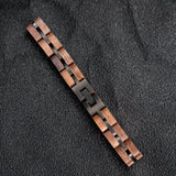 Black Blue Plated Stainless Steel Custom Wood Bracelet for Men and Women