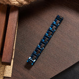 Adjustable Wood Bracelet Black Blue Plated Stainless Steel Custom Bracelet for Men