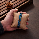 Adjustable Wood Bracelet Black Blue Plated Stainless Steel Custom Bracelet for Men