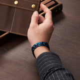 Adjustable Wood Bracelet Black Blue Plated Stainless Steel Custom Bracelet for Men