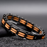 Chinese Manufacturer 2 Color Optional Personalized Segmented Natural Walnut Olive Wood Links Bracelet