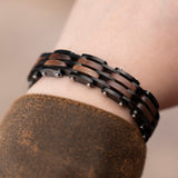 Chinese Manufacturer 2 Color Optional Personalized Segmented Natural Walnut Olive Wood Links Bracelet