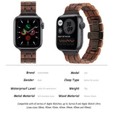 Sport Stainless Steel Walnut Wood iWatch Band