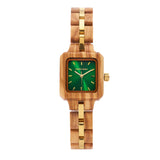 Modern Stylish Small Wrist Square Wooden Watches for Girls Ladies