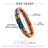 Black Blue Plated Stainless Steel Custom Wood Bracelet for Men and Women