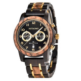 Royal Design Gold Stainless Steel And Wood Wristwatch For Men