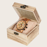 Groomsmen Best Man Gift Chrono olive wood watch on men wrist