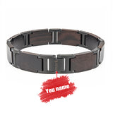 Exquisite Bangles Engraving Logo Black Sandal Wood Bracelets For Men and women