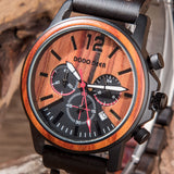 Three-eye Chronograph Timepieces Oem Custom Logo Wood Watch