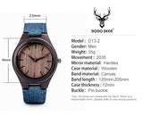 DODO DEER Simple Classic Cheap Canvas Strap Wooden Watch