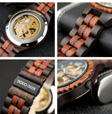 DODO DEER Automatic Wristwatch Luminous Wood Wacth for Men