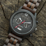 3D Metal Logo stainless steel quartz wood watch for men