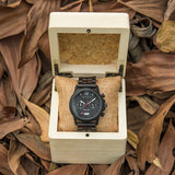 3D Metal Logo stainless steel quartz wood watch for men