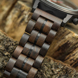 3D Metal Logo stainless steel quartz wood watch for men