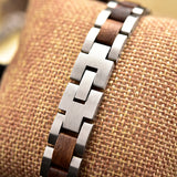 DODO DEER Fashion Wood Steel Jewelry Bracelet Customized LOGO Handmade Men's Wooden Bracelet