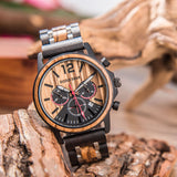 Three-eye Chronograph Timepieces Oem Custom Logo Wood Watch