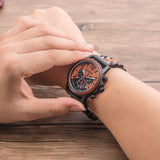 Three-eye Chronograph Timepieces Oem Custom Logo Wood Watch