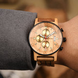 Groomsmen Best Man Gift Chrono olive wood watch on men wrist