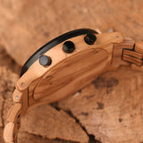 Groomsmen Best Man Gift Chrono olive wood watch on men wrist